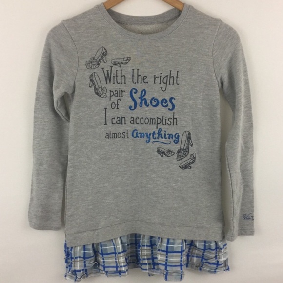 Disney Parks Sweatshirt Plaid Ruffled Hem Sz L